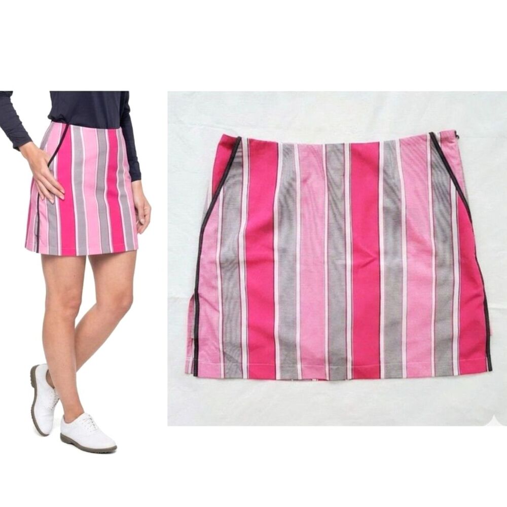 Golftini NWOT Rodeo Drive Striped Golf Skort Womens Size 0 Pink Activewear